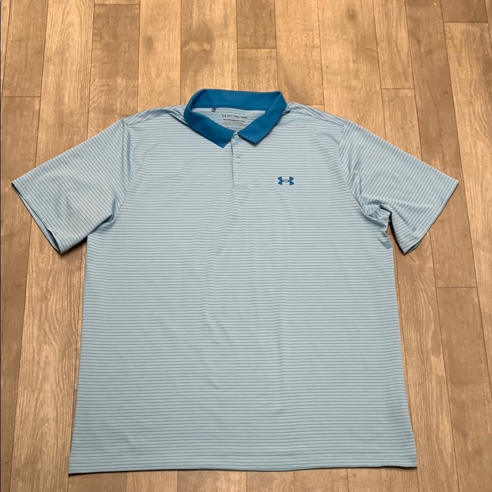 Mens Under Armour Golf Polo Performance Loose‎ Fit Stripe Shirt